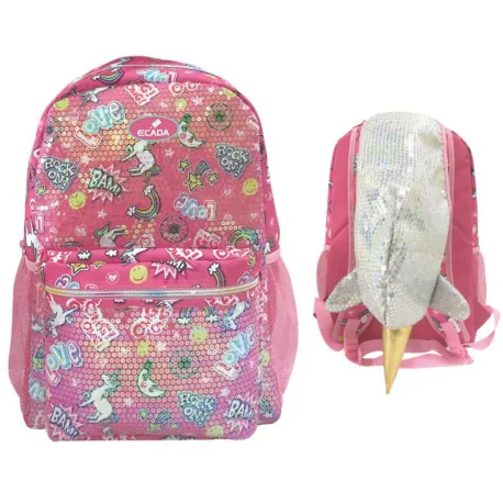 Ghiozdan Ecada Unicorn 41x30x13cm Paiete Fete