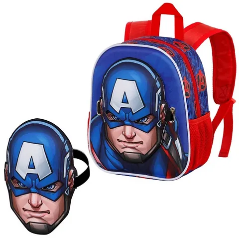 Ghiozdan Grădiniță Karactermania Capitan America 3D cu Mască