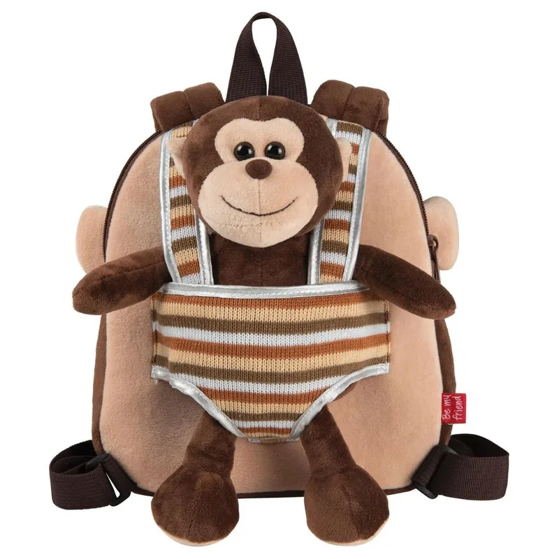 Ghiozdan Gradinita Perletti Be My Friend 21cm Reversibil Maimutica Detasabila