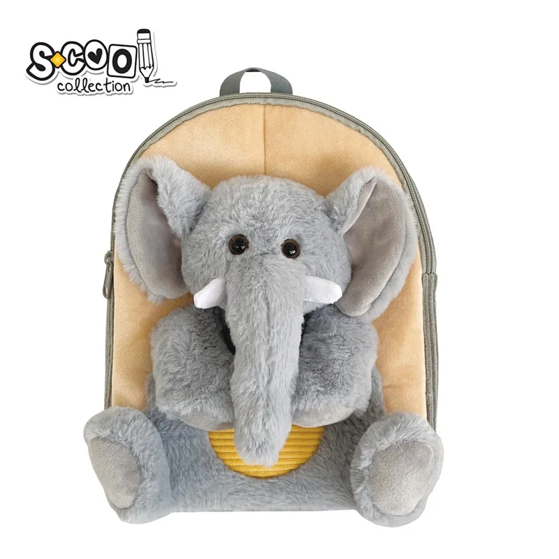 Ghiozdan Gradinita S-Cool Baby Animals Elephant Maro Deschis