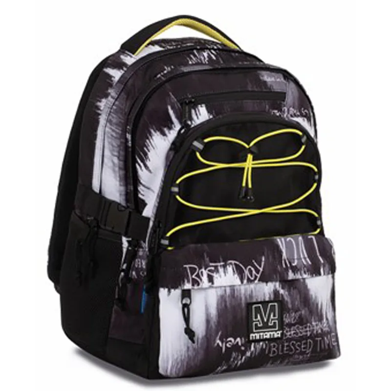 Ghiozdan Mitama 3 Compartimente 32L 43x32x22cm Alb Negru