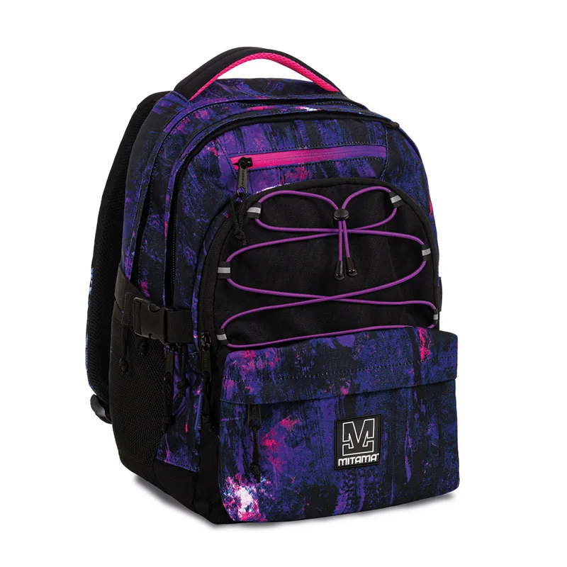 Ghiozdan Mitama 32L 43x32x22cm 3 Compartimente Mov Negru