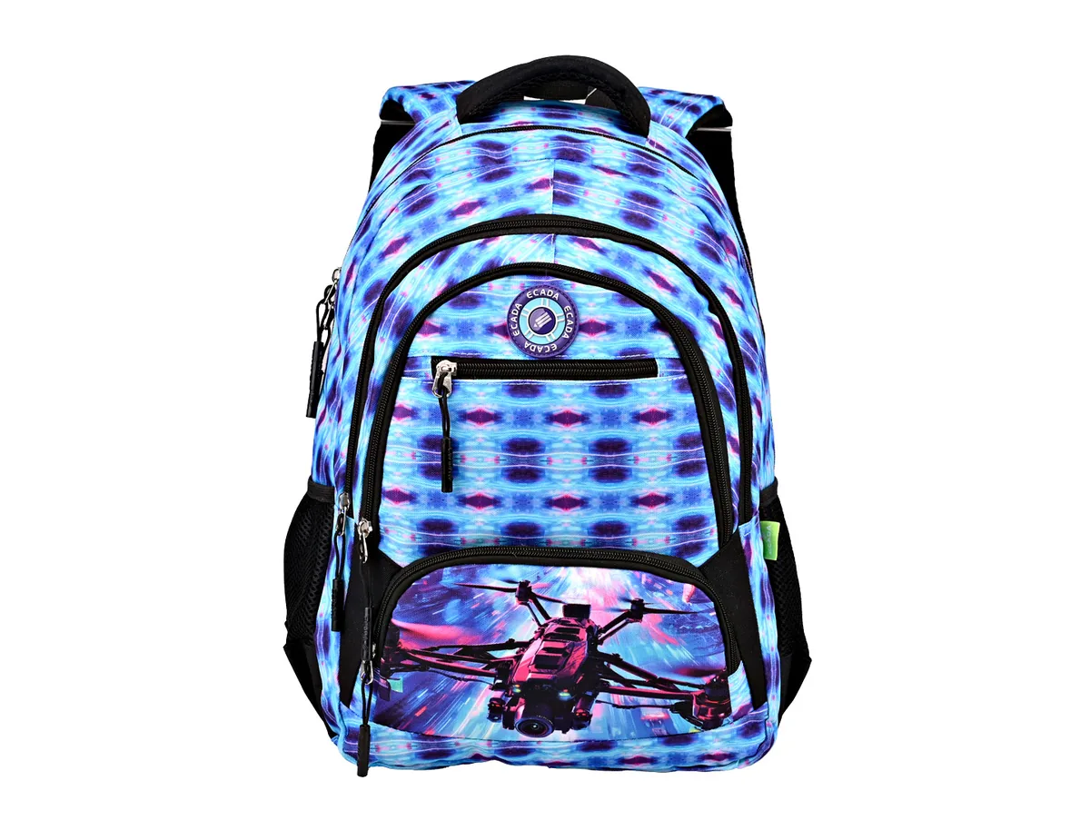 Ghiozdan Neechipat Ecada Drona 46x32x18cm Multicolor