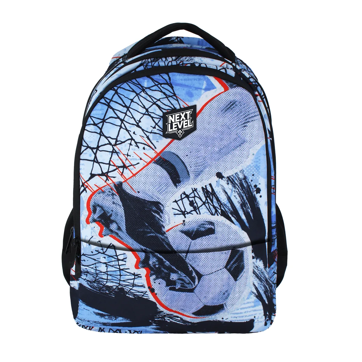 Ghiozdan Next Level 2 Compartimente Tematica Fotbal 48x33x20cm