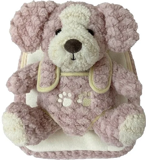 Ghiozdan pentru Gradinita S. Cool Baby Animals Pink Puppy cu Jucarie de Plus