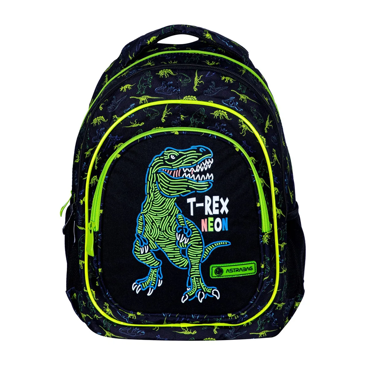 Ghiozdan Scolar Astra T-Rex Neon 3 Compartimente