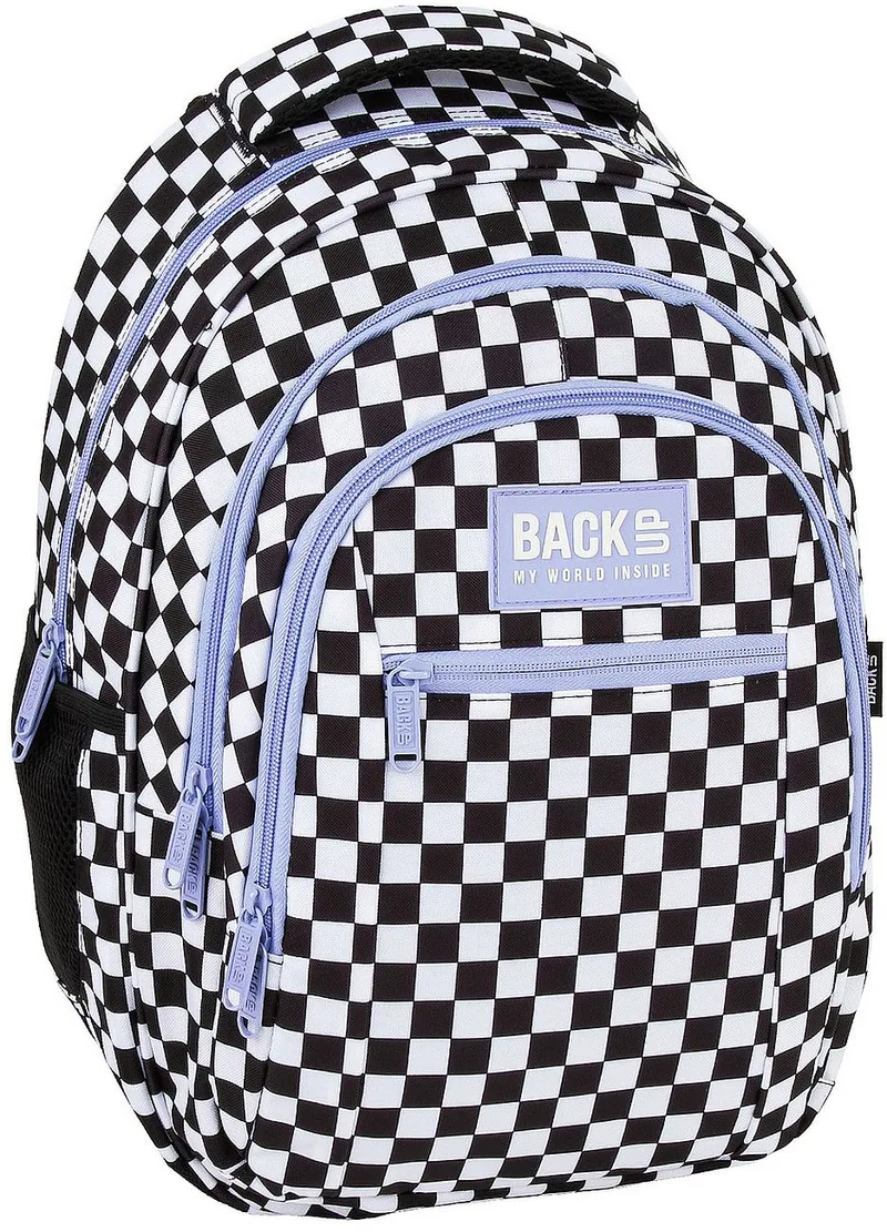 Ghiozdan Școlar BackUp 8 O Checkerboard Purple 3 Compartimente