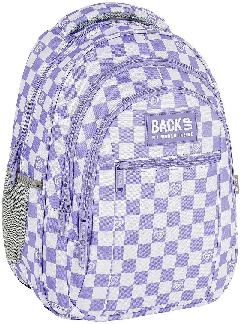 Ghiozdan Școlar BackUp 8 O Violet Checkerboard 3 Compartimente