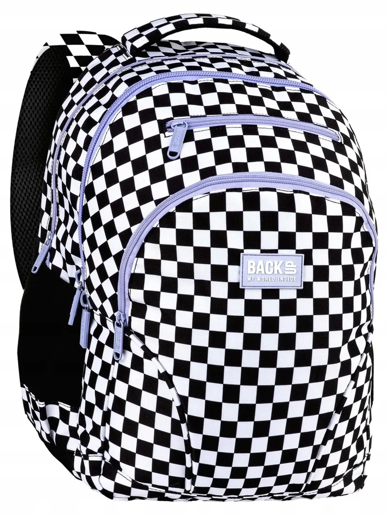Ghiozdan Școlar BackUp 8 W Checkerboard Purple 3 Compartimente