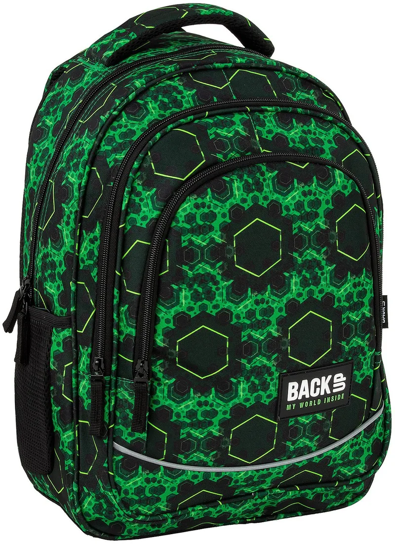 Ghiozdan Scolar BackUp X 2 Compartimente Green Molecules