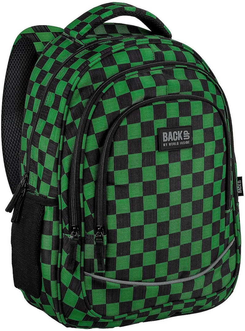 Ghiozdan Scolar BackUp X 3 Compartimente Checkerboard Green