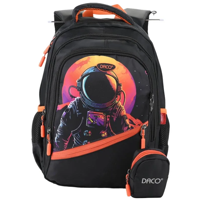 Ghiozdan Scolar Daco Astronaut 38x30x17cm Negru Portocaliu