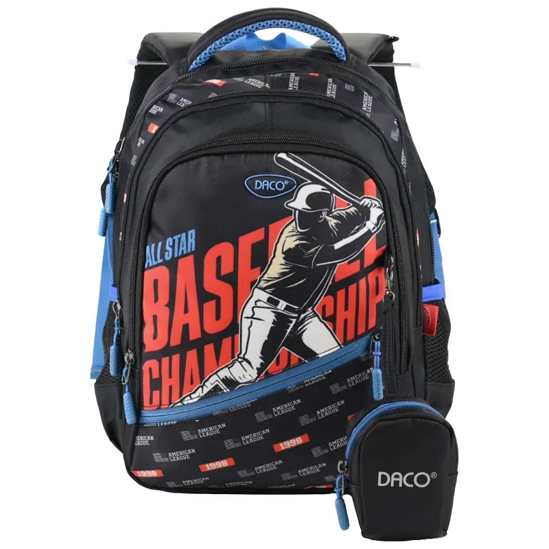 Ghiozdan Scolar Daco Baseball 38x30x17cm Negru