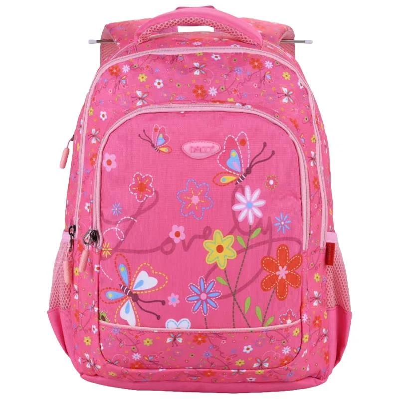 Ghiozdan Scolar Daco Fluturi si Flori 41x31x16cm Roz