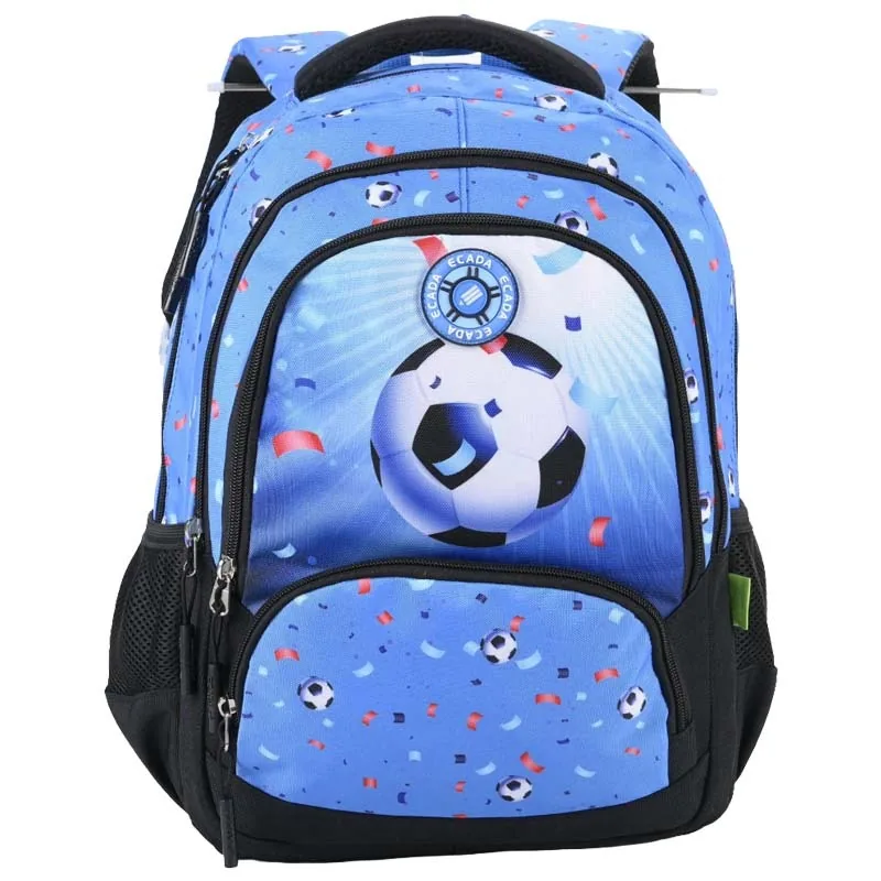 Ghiozdan Scolar Ecada Fotbal Albastru Negru 41x31x16cm