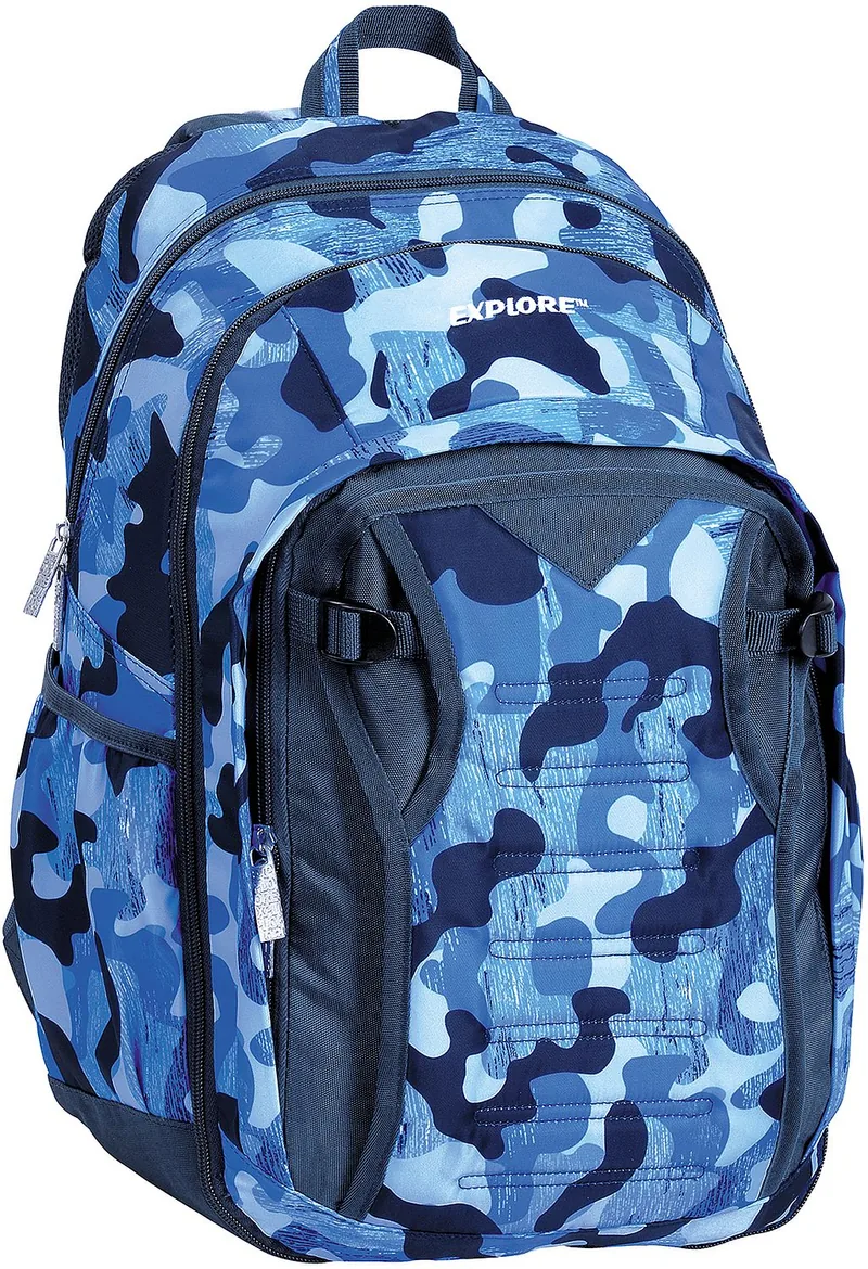 Ghiozdan Școlar Explore 2 in 1 Blue Camouflage