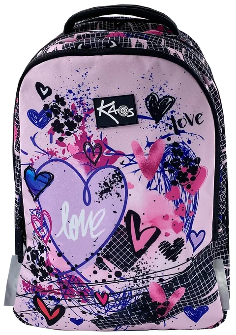 Ghiozdan Scolar Kaos 2 in 1 4 Compartimente Pink Love