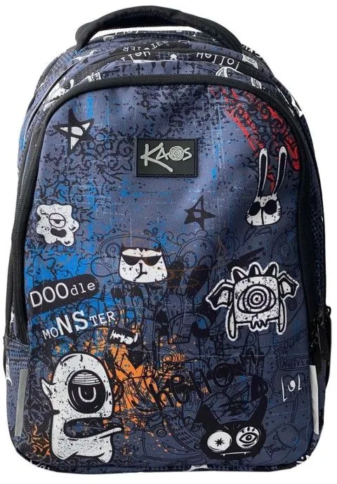 Ghiozdan Școlar Kaos 2 în 1 Doodle Monsters 4 Compartimente