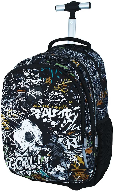 Ghiozdan Scolar Kaos 2 in 1 Goal cu Roti 31l