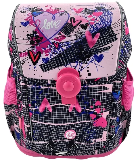 Ghiozdan Școlar Kaos Pink Love Ergonomic Cu Capac