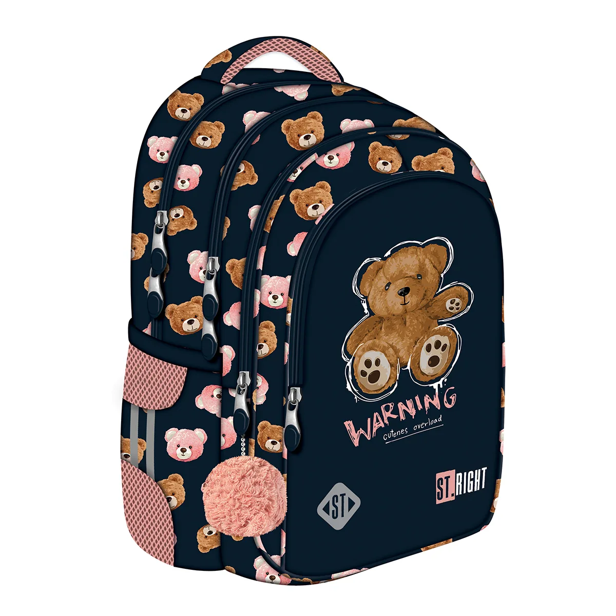 Ghiozdan Scolar Majewski ST Right BP58 Teddy Bear 4 Compartimente 40x28cm