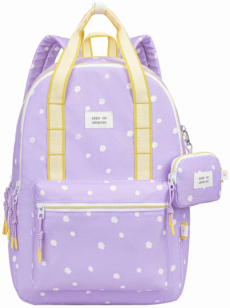 Ghiozdan Scolar Mayfair Daisy Lilac cu Pocheta