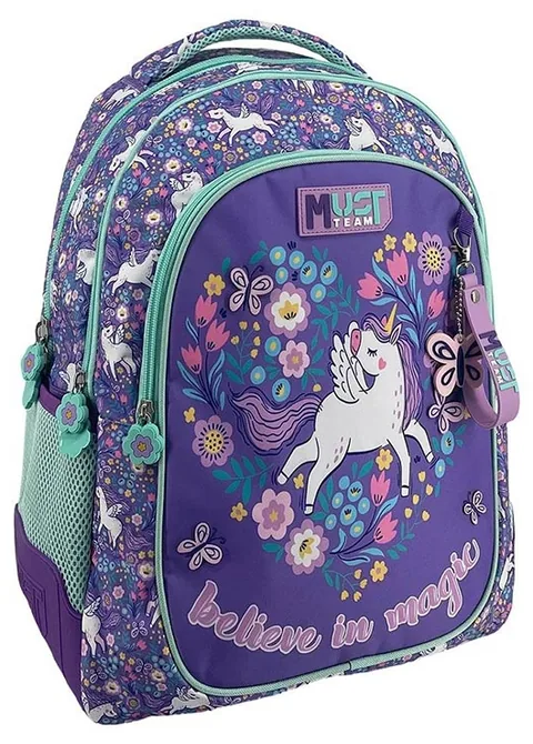 Ghiozdan Scolar Must Purple Unicorn 25l 3 Compartimente