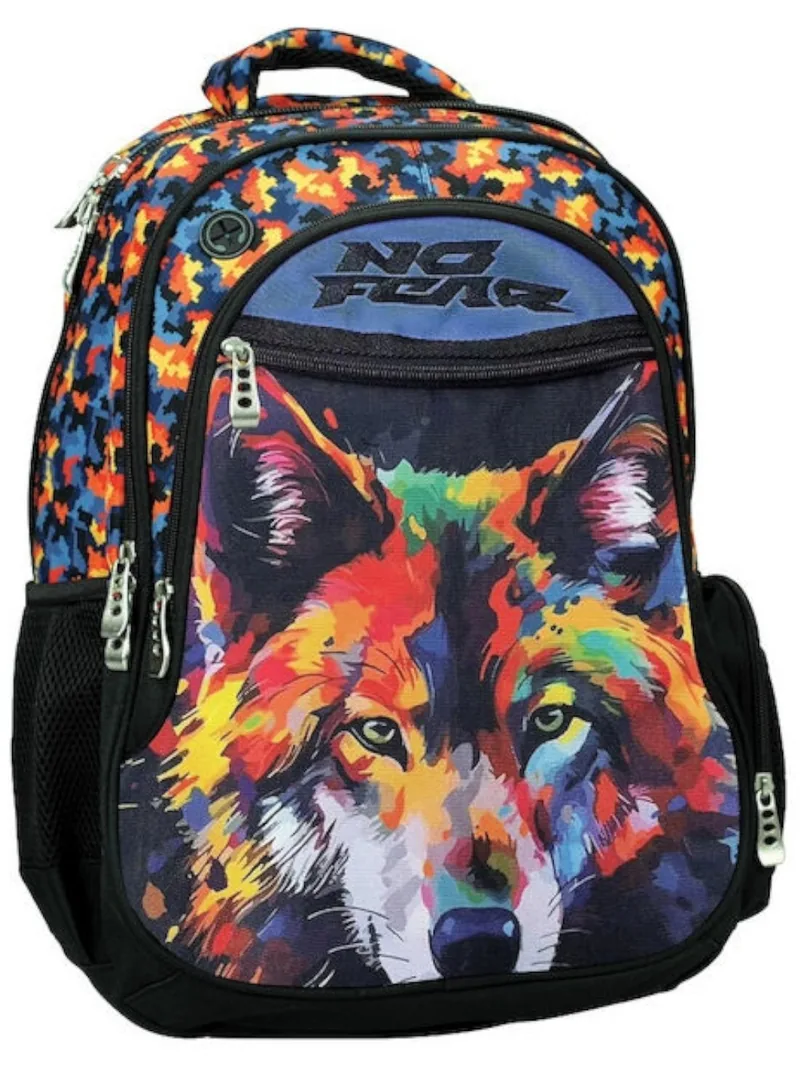 Ghiozdan Scolar No Fear Coloured Wolf 2 Compartimente