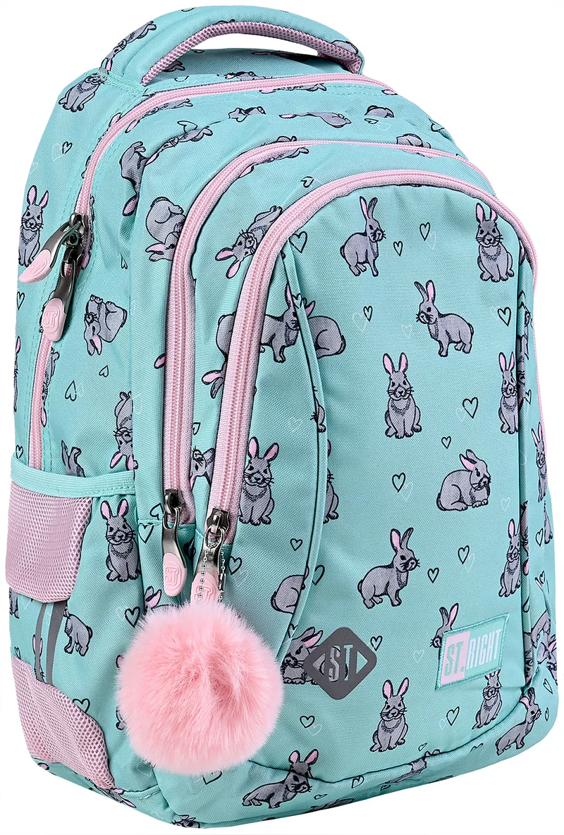 Ghiozdan Școlar St. Right Grey Rabbits Cu 3 Compartimente