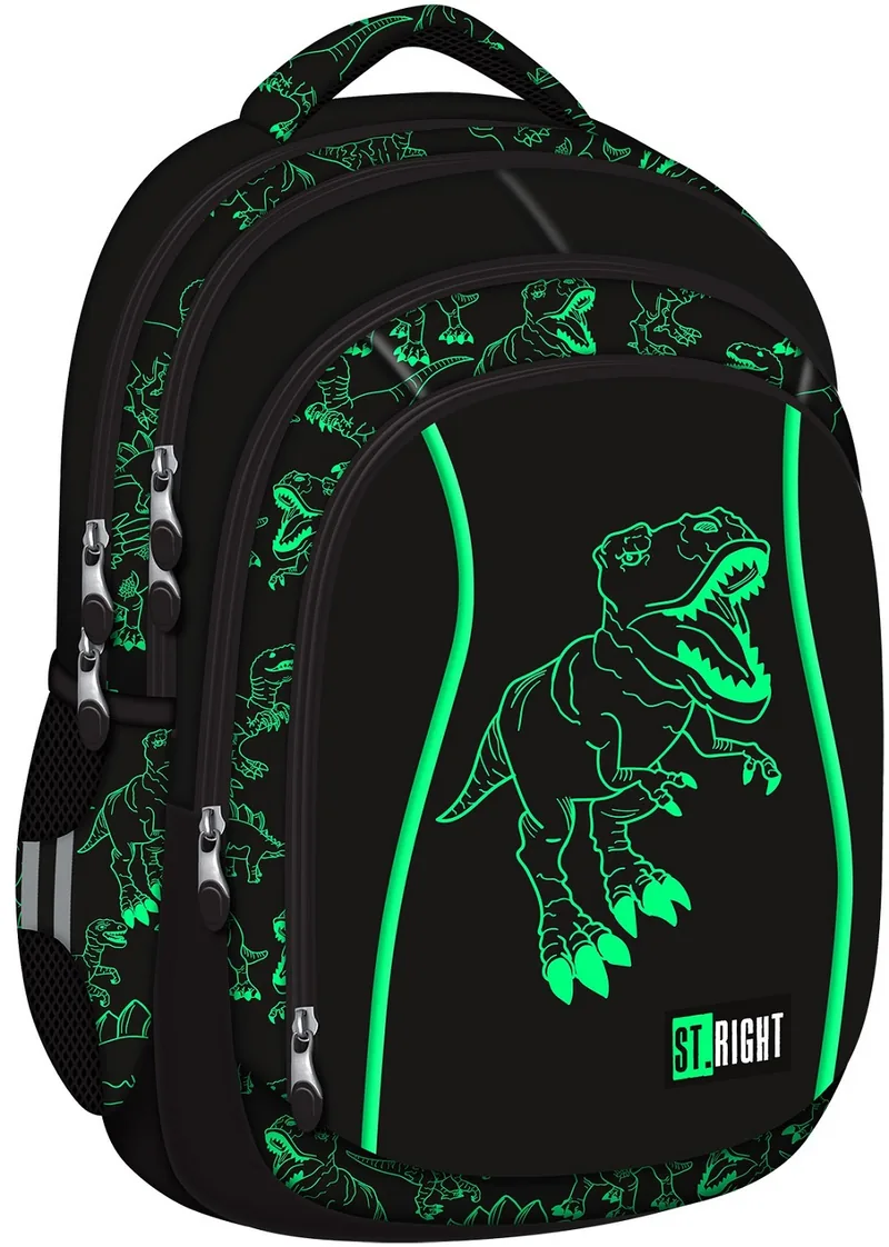 Ghiozdan Scolar St. Right Reflective T-Rex 2 Compartimente