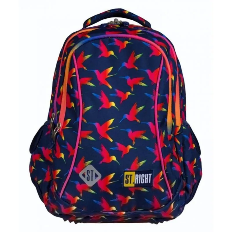 Ghiozdan St Majewski St Right Rainbow Birds 3 Compartimente Negru Rosu