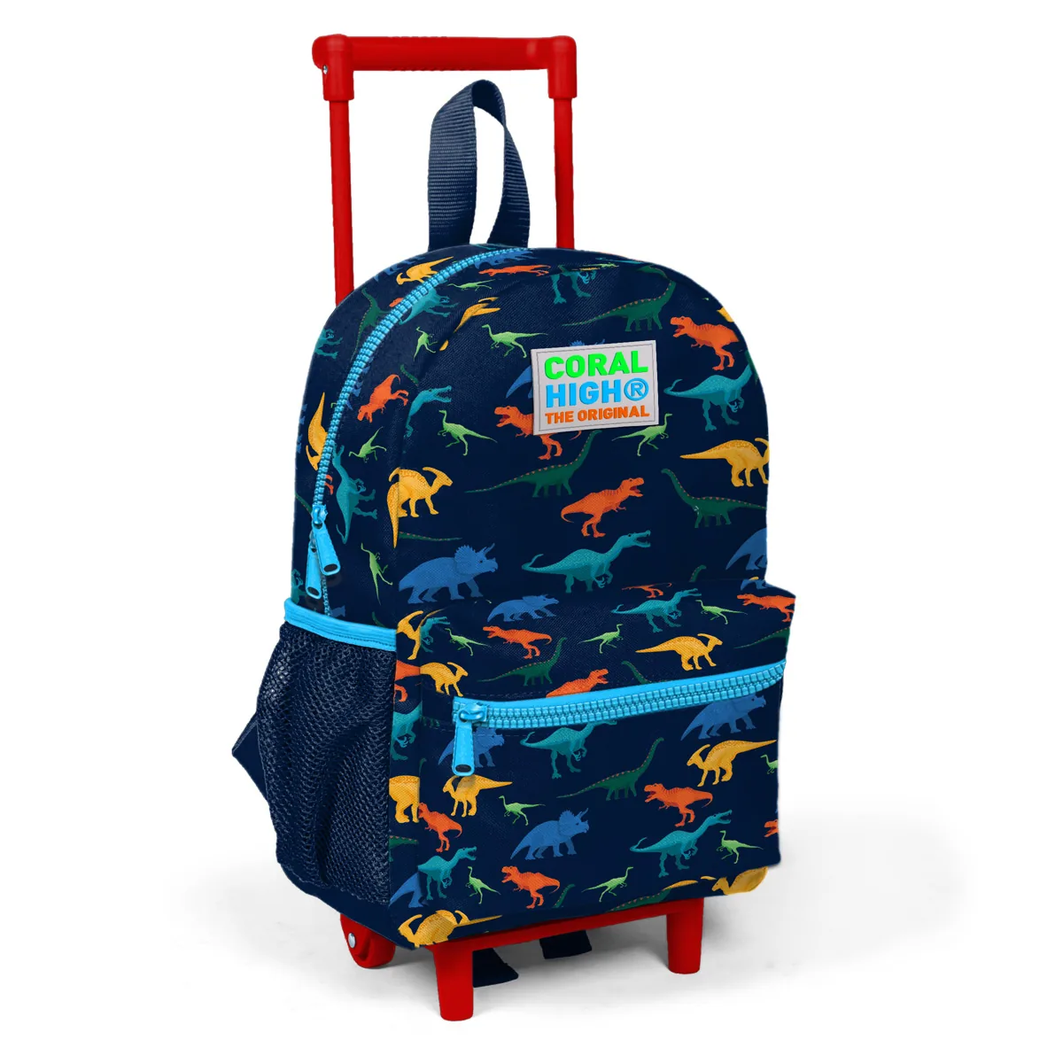 Ghiozdan Tip Troller Coral High 2 Compartimente Dinozauri Bleumarin