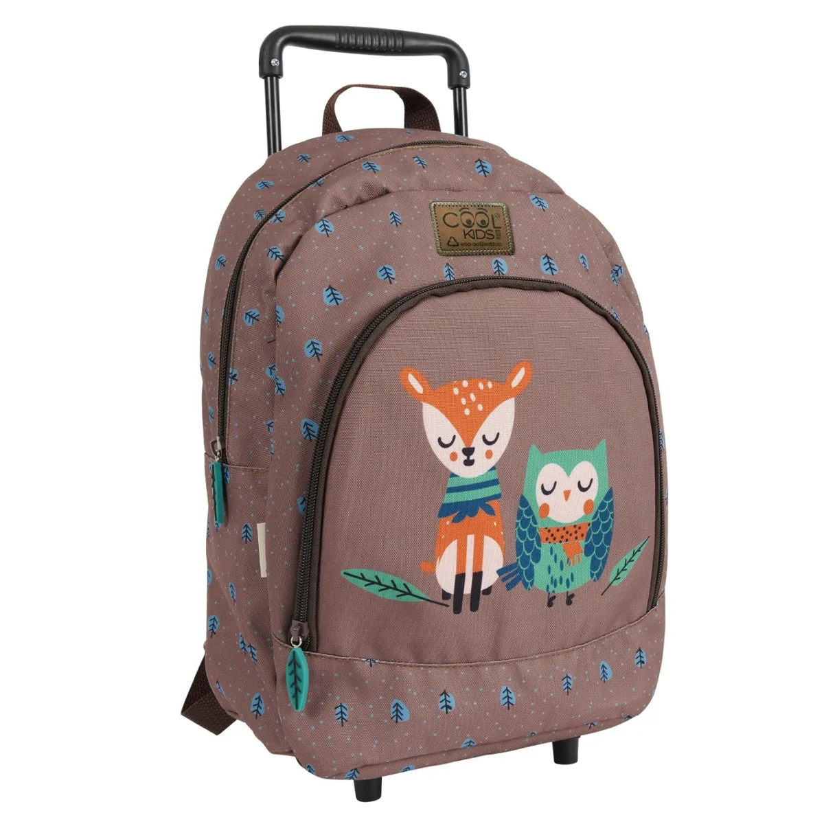 Ghiozdan Troller Perletti Cool Kids Bufniță și Vulpiță 40cm