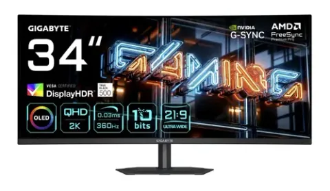 Gigabyte MO34WQC36 34inch QD-OLED WQHD 360Hz Curbat Negru