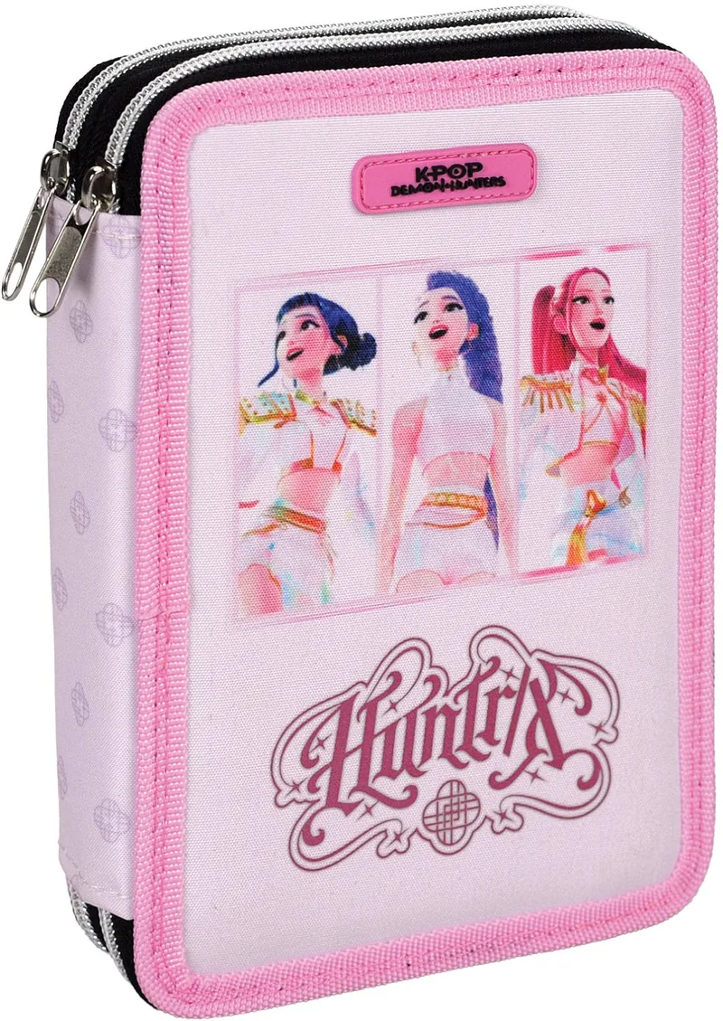 GIM K-Pop Demon Hunters Huntrix Pink Penar cu Rechizite 2 Fermoare