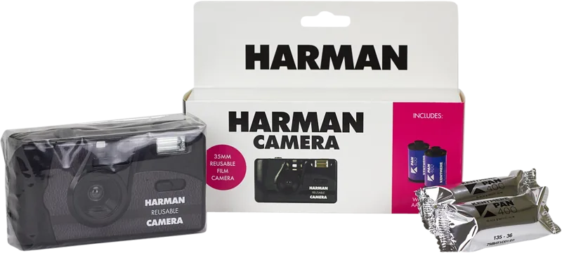 Harman 35mm Camera Kit Negru Set 2 Filme Kentmere Pan 400