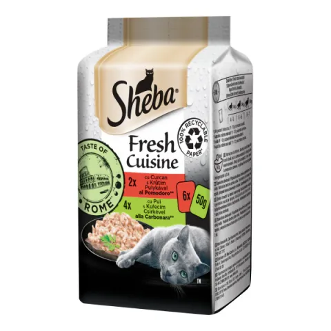 Hrana Umeda pentru Pisici Sheba Taste of Rome Curcan si Pui 6x50g