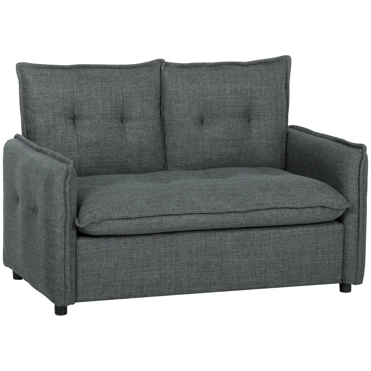 HOMCOM Canapea 2 Locuri 131cm Gri Inchis