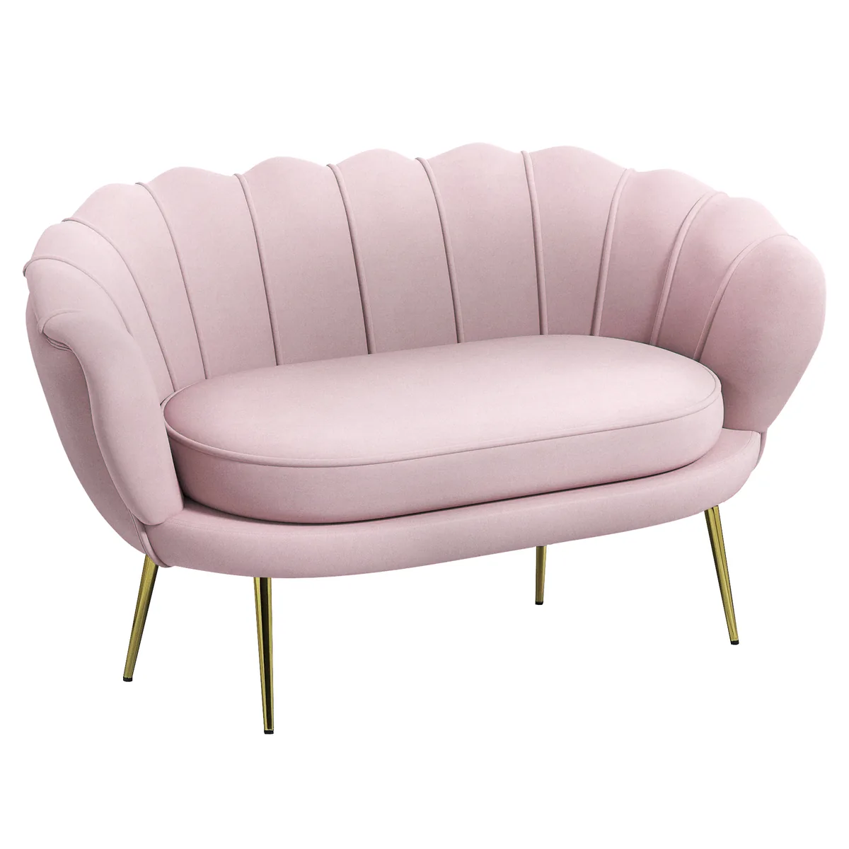 HOMCOM Canapea 2 Locuri cu Brate Roz 130x77x77cm