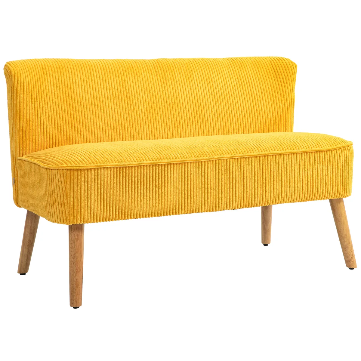 HOMCOM Canapea 2 Locuri Scandis Lemn 117x56.5x77cm Galben