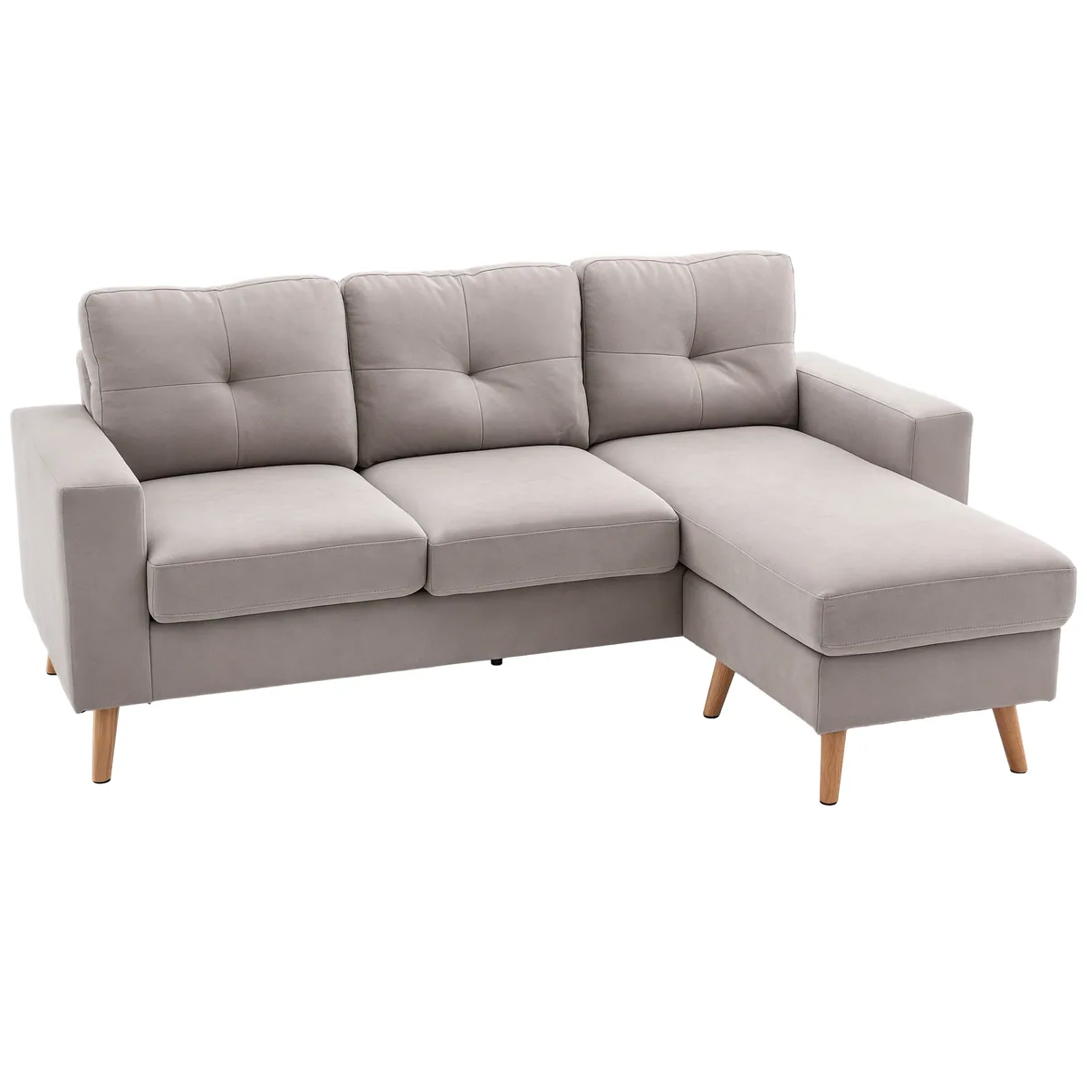 HOMCOM Canapea Colt Gri Deschis