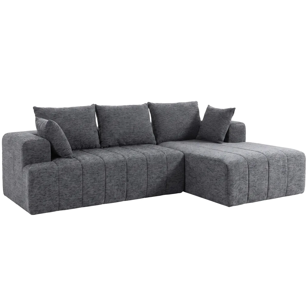 HOMCOM Canapea Coltar 3 Locuri L cu Otomana Extensibila Chenille-Cloud Gri