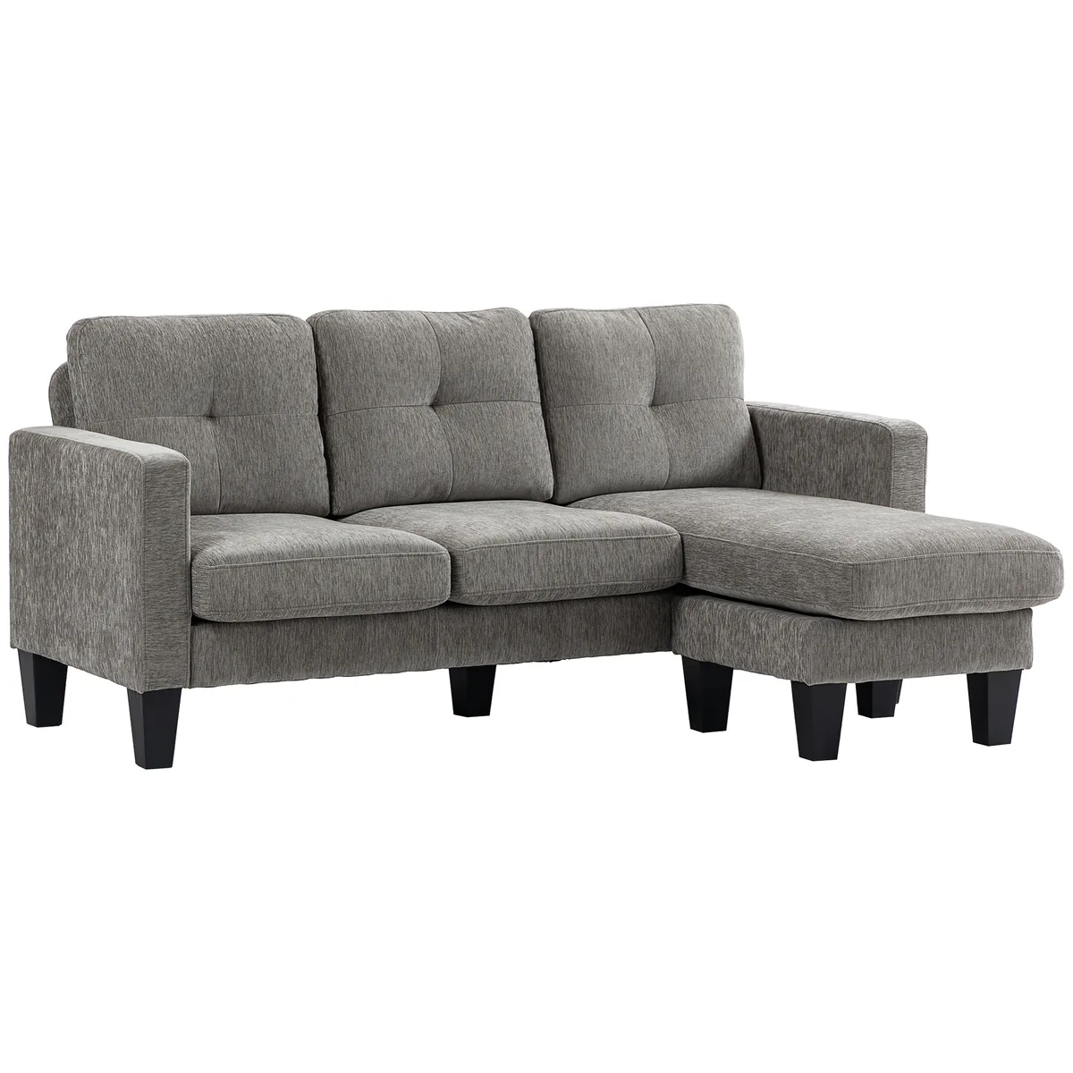 HOMCOM Canapea Coltar Extensibil cu Sezlong Reversibil 3 Locuri Maro 186x130x84cm