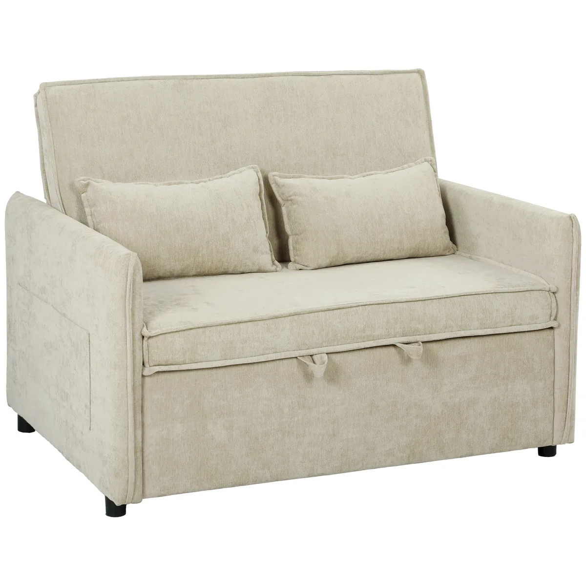 HOMCOM Canapea Convertibila 2 Locuri Catifea Verde 137cm