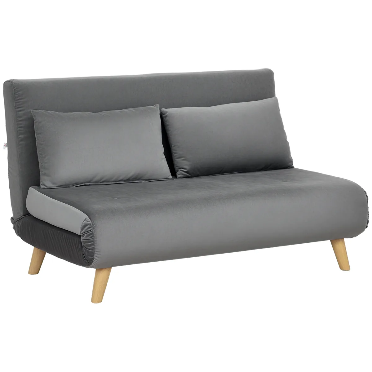 HOMCOM Canapea de Relaxare cu Functie de Dormit 2 Pernute Gri 130x78x79cm