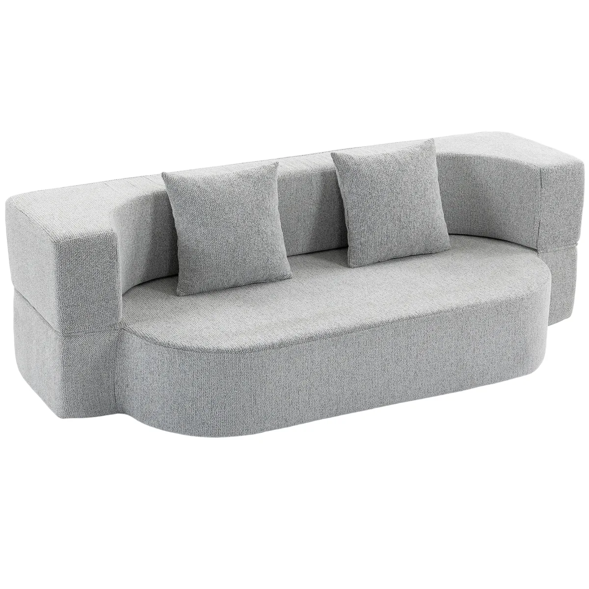 HOMCOM Canapea Extensibila 2 in 1 2 Locuri cu 2 Perne Detasabile Gri Deschis