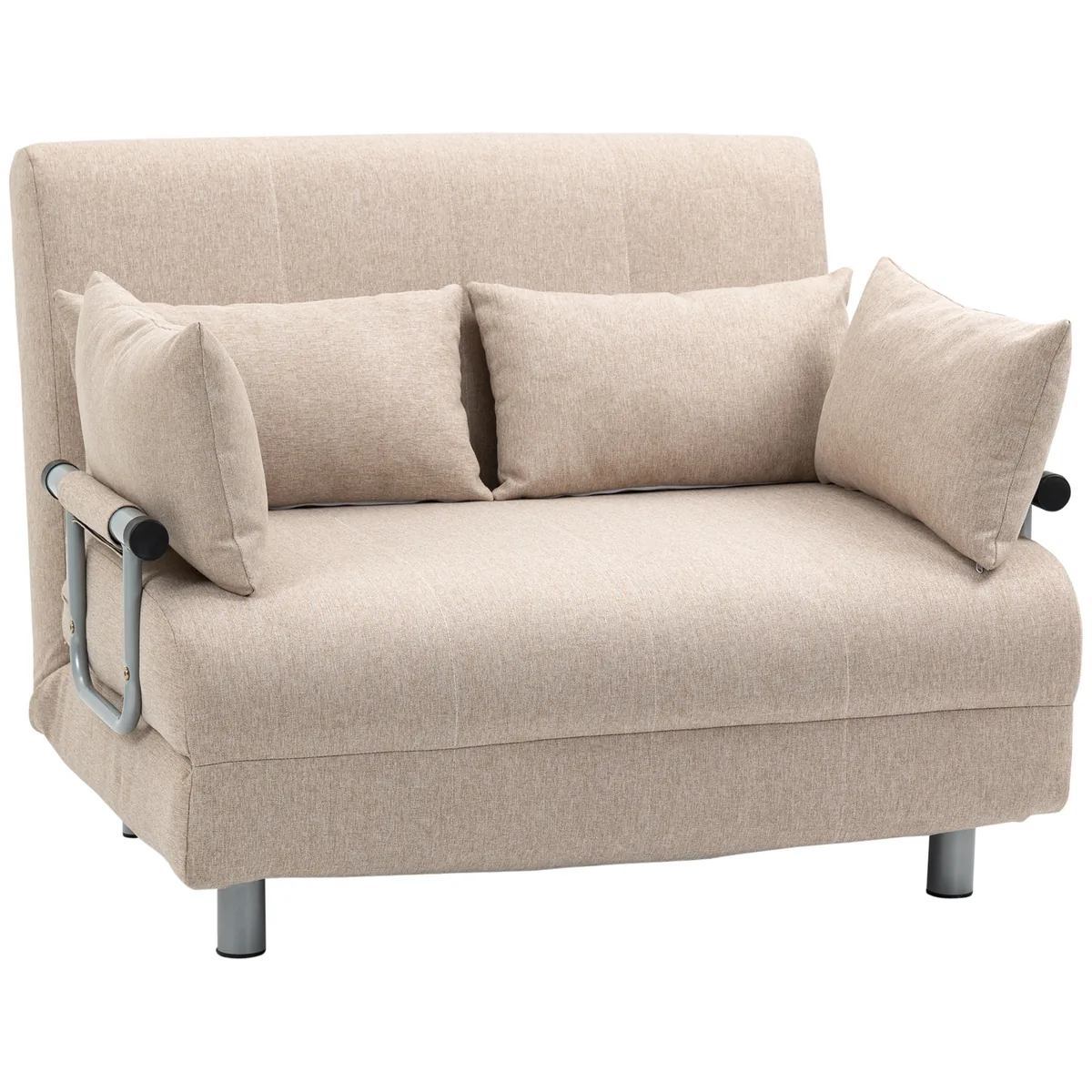 HOMCOM Canapea Extensibila 2 Locuri Spatar Reglabil 4 Perne 102x82x81cm Bej