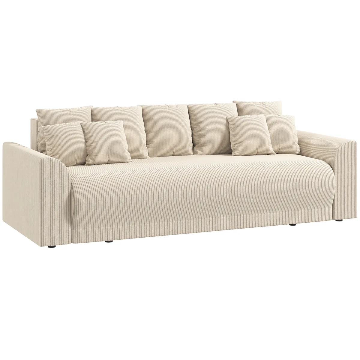 HOMCOM Canapea Extensibila 3 Locuri 190x150cm Corduroy Bej