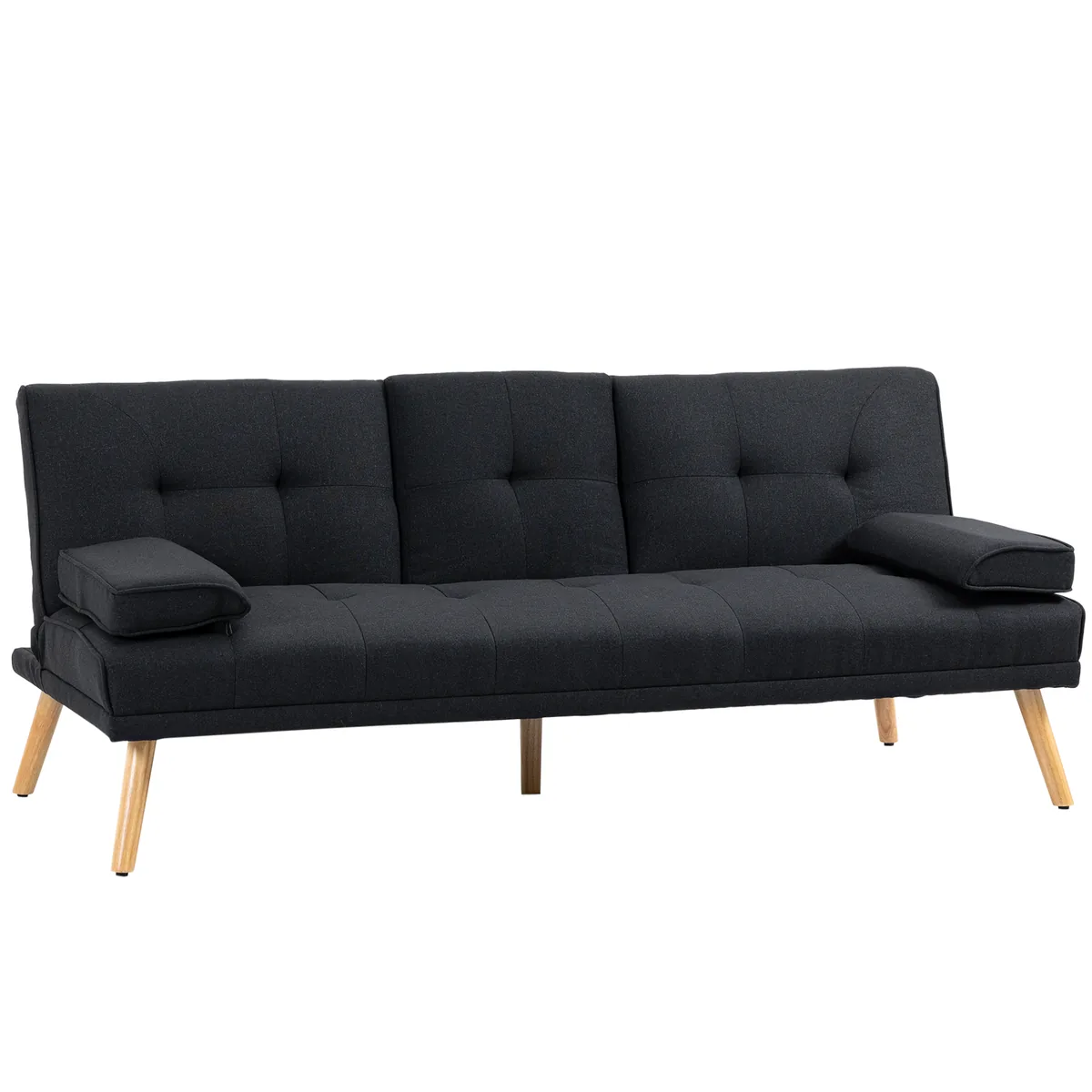 HOMCOM Canapea Extensibila 3 Locuri 2brate Detașabile Suport Pahare 181x77x78cm Gri Antracit