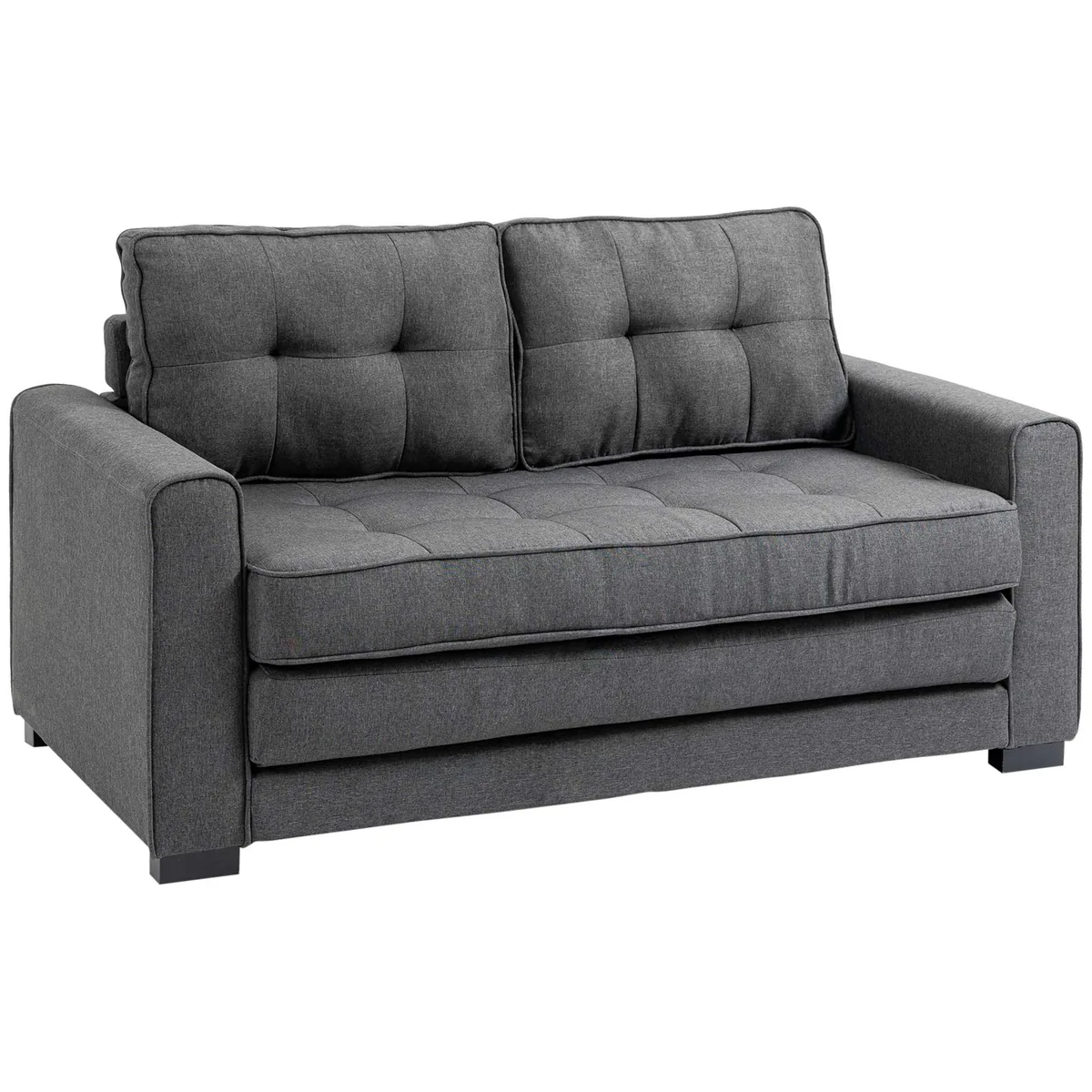 HOMCOM Canapea Extensibila Textil 2 Locuri Capitonaj Arcuri 151x75x85cm Gri